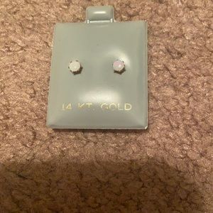 14k gold opal stud earrings